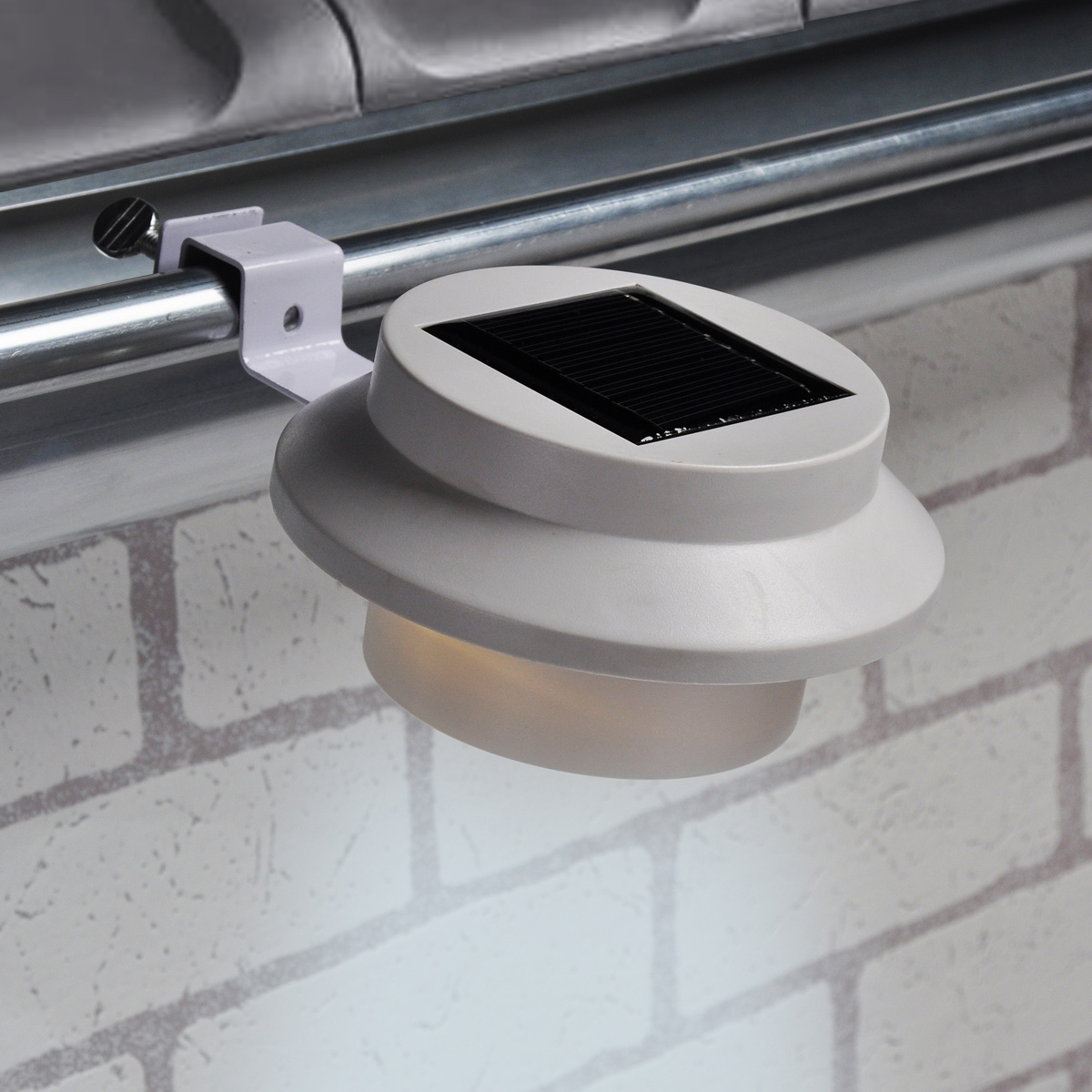 LED Solar Dachrinnenleuchten - 3 weiße LED - An-/Ausschalter - weiss - 2er Set