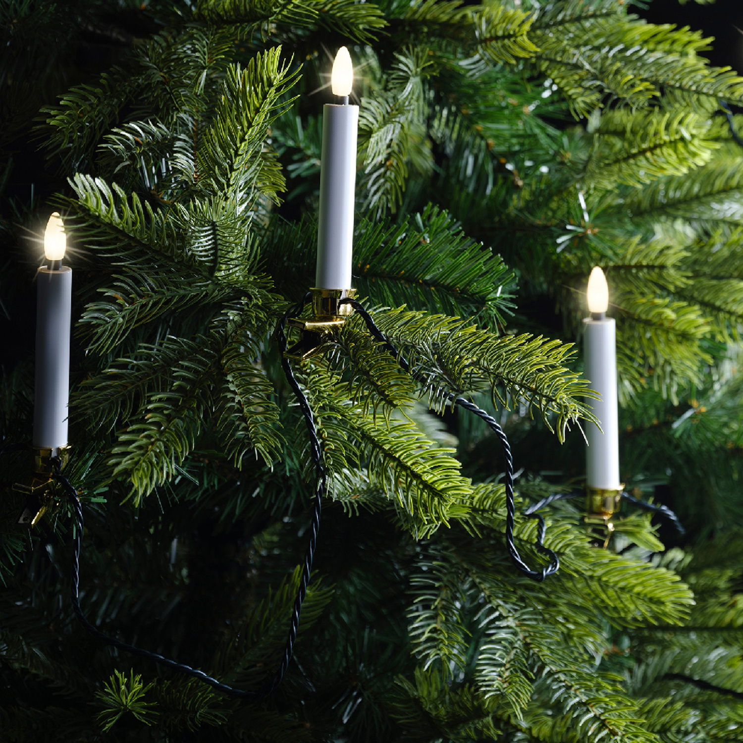 LED Kerzenlichterkette - 20 Christbaumkerzen - Weihnachtsbaumlichterkette - L: 9,5m - Innen/Außen