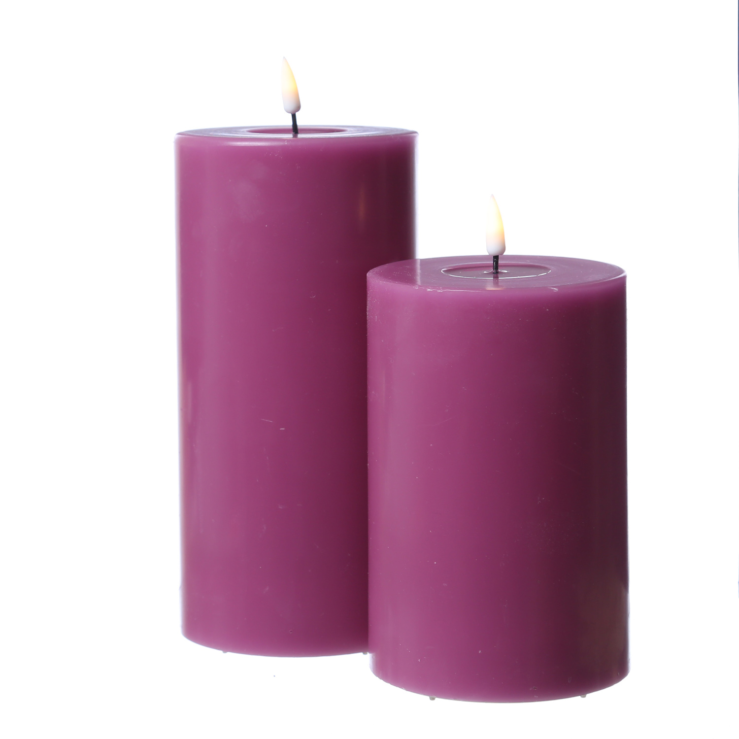 LED Stumpenkerze MIA - Echtwachs - realistische 3D Flamme - H: 20cm - D: 10cm - malve