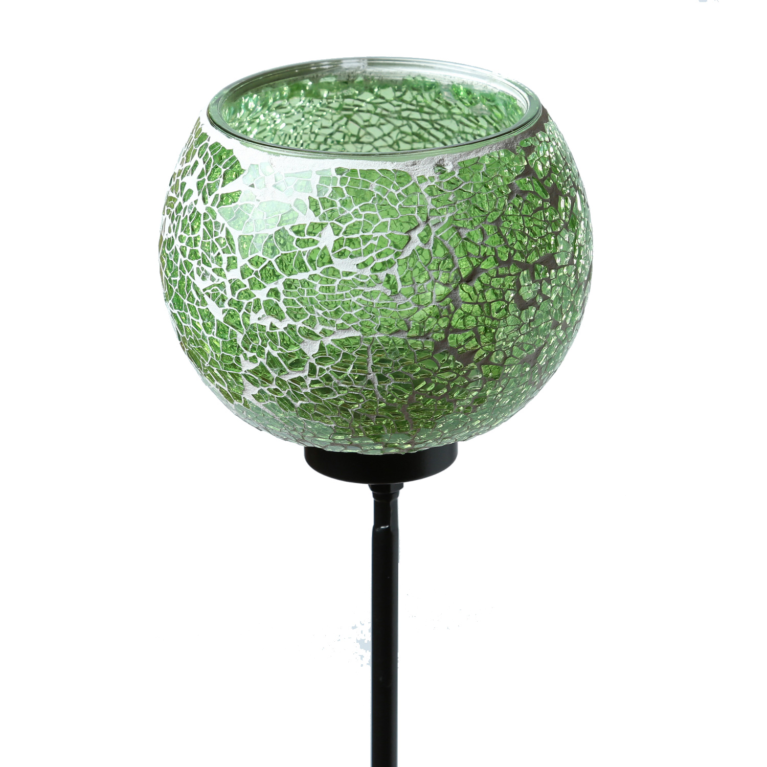 Windlicht Mosaik - Teelichthalter - mit Erdspieß - H: 102cm - D: 12,5cm - grün