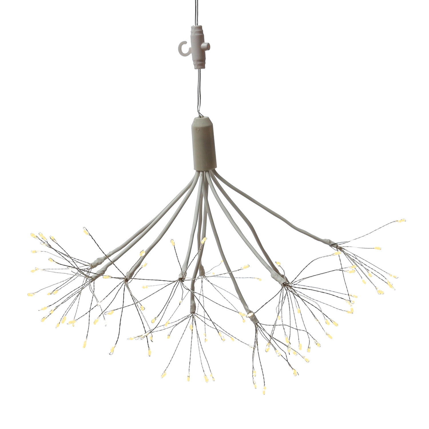 LED Feuewerk Leuchte - weißer Polarstern - Pusteblume - hängend - 80LED - 8 Funkt. - Batterie