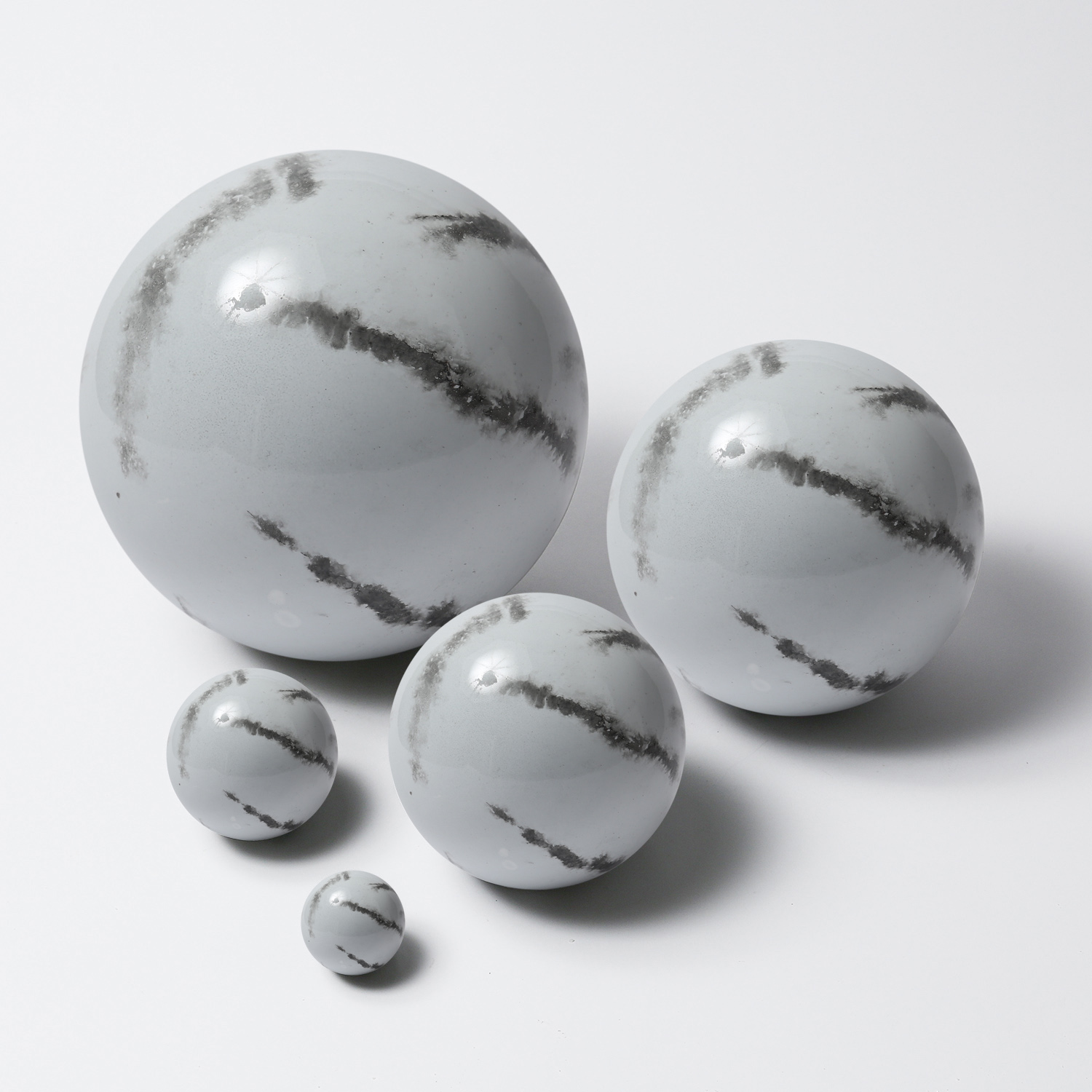 Dekokugel - Edelstahl - Marmoroptik - D: 9cm - weiß, grau
