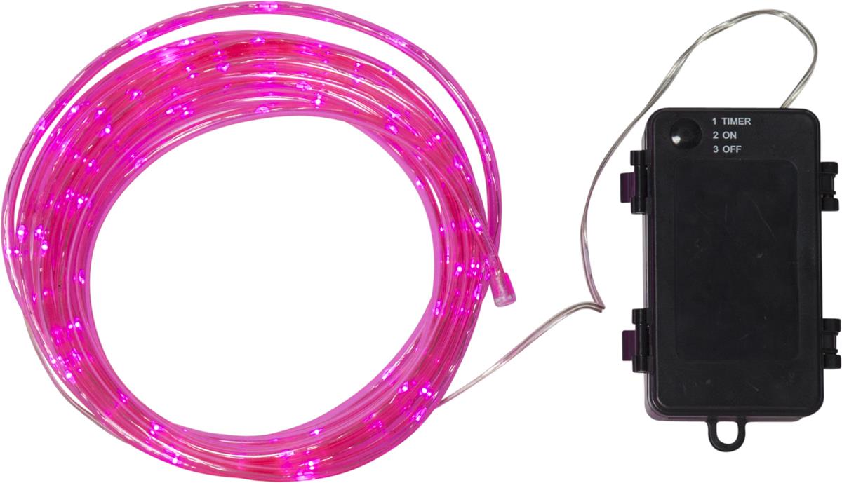 LED-Mini-Lichtschlauch 5m pink - outdoor - 50 LEDs - Batteriebox - Timer