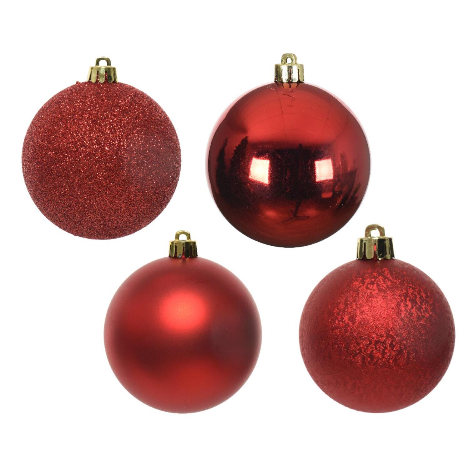 Christbaumkugel - Weihnachtsbaumkugel - bruchfest - D: 6cm - glänzend matt glitzernd - rot - 30St.