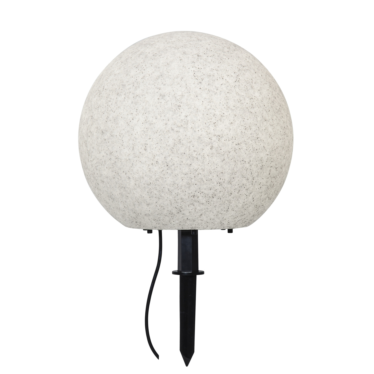 Gartenkugel STONE - Erdspieß - H: 38cm - D: 40cm - Fassung E27 - Kabel - Außen - grau