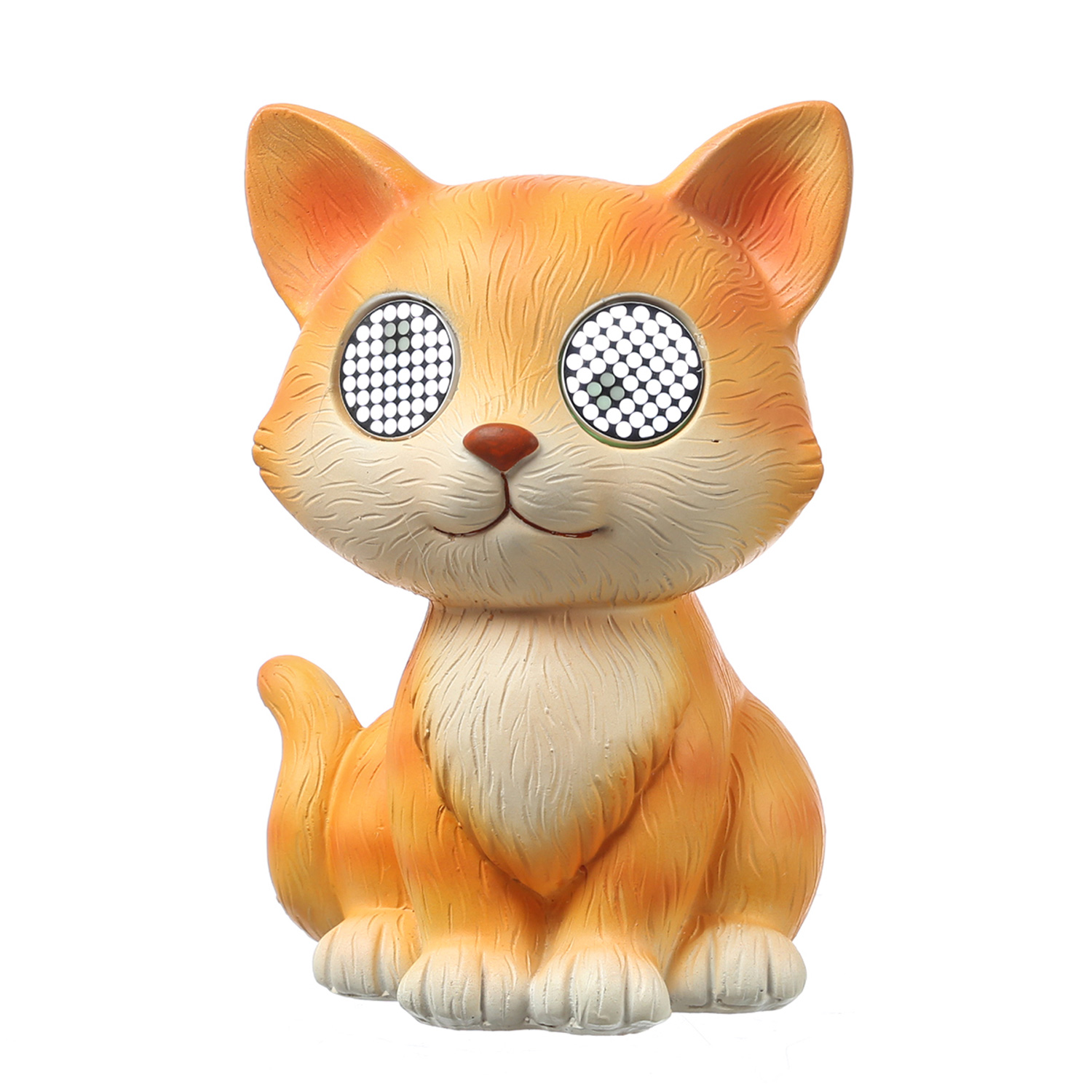 LED Solar Katze mit blizelnden und rollenden Augen - Gartenfigur - H: 22,5cm - Lichtsensor