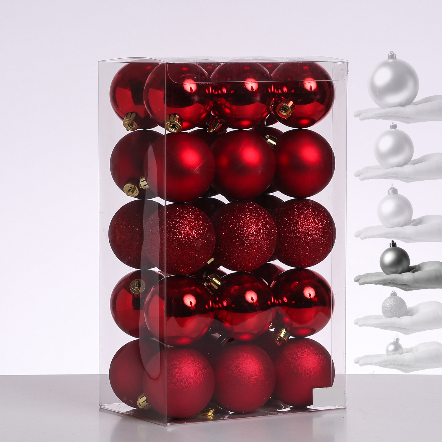 Christbaumkugel - Weihnachtsbaumkugel - bruchfest - D: 6cm - glänzend matt glitzernd - rot - 30St.