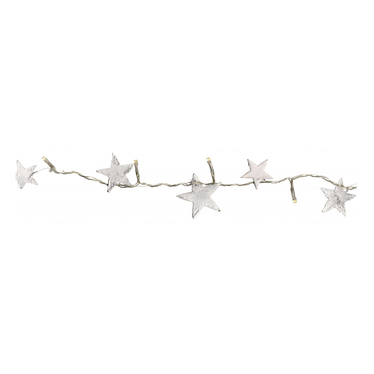 LED-Lichterkette mit Sternen - 16 warmweiße LED - Batteriebetrieb - Timer - 1,50m - weiß