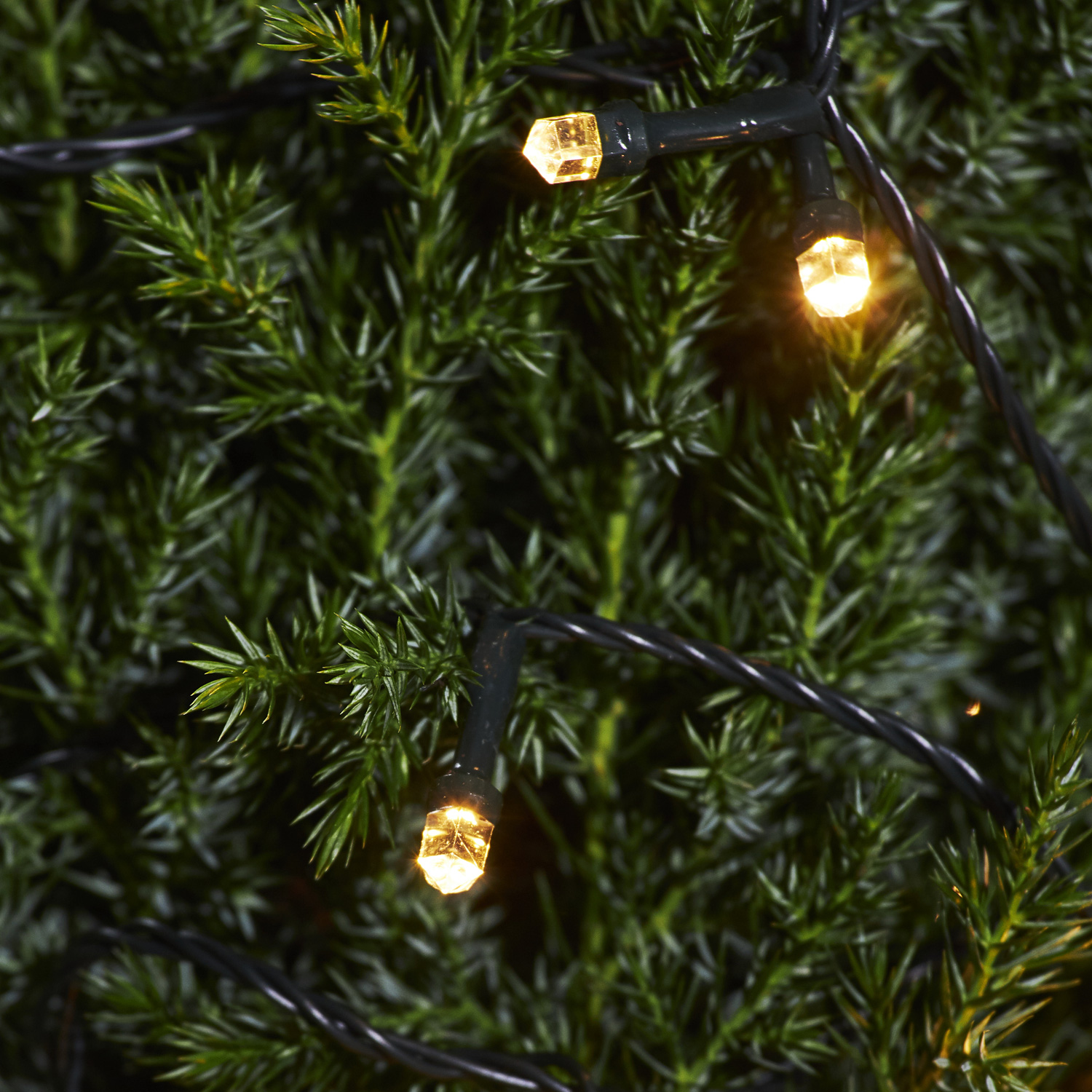 LED Lichterkette DIAMANT - 100 warmweiße LED - Diamantschliff - 6,9m - 8 Funktionen - Timer - Außen