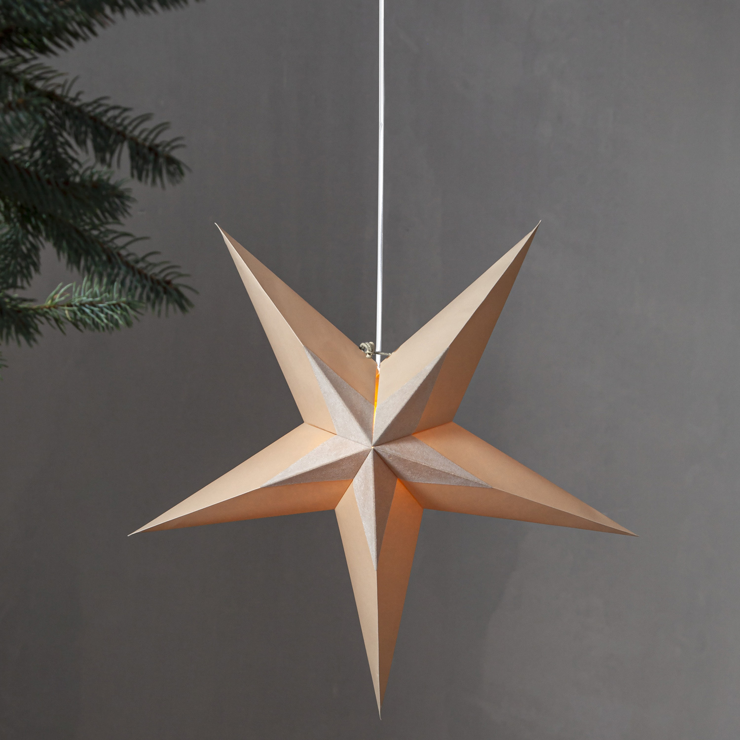 Papierstern Diva - hängend - D: 60cm - Samtstern - beige