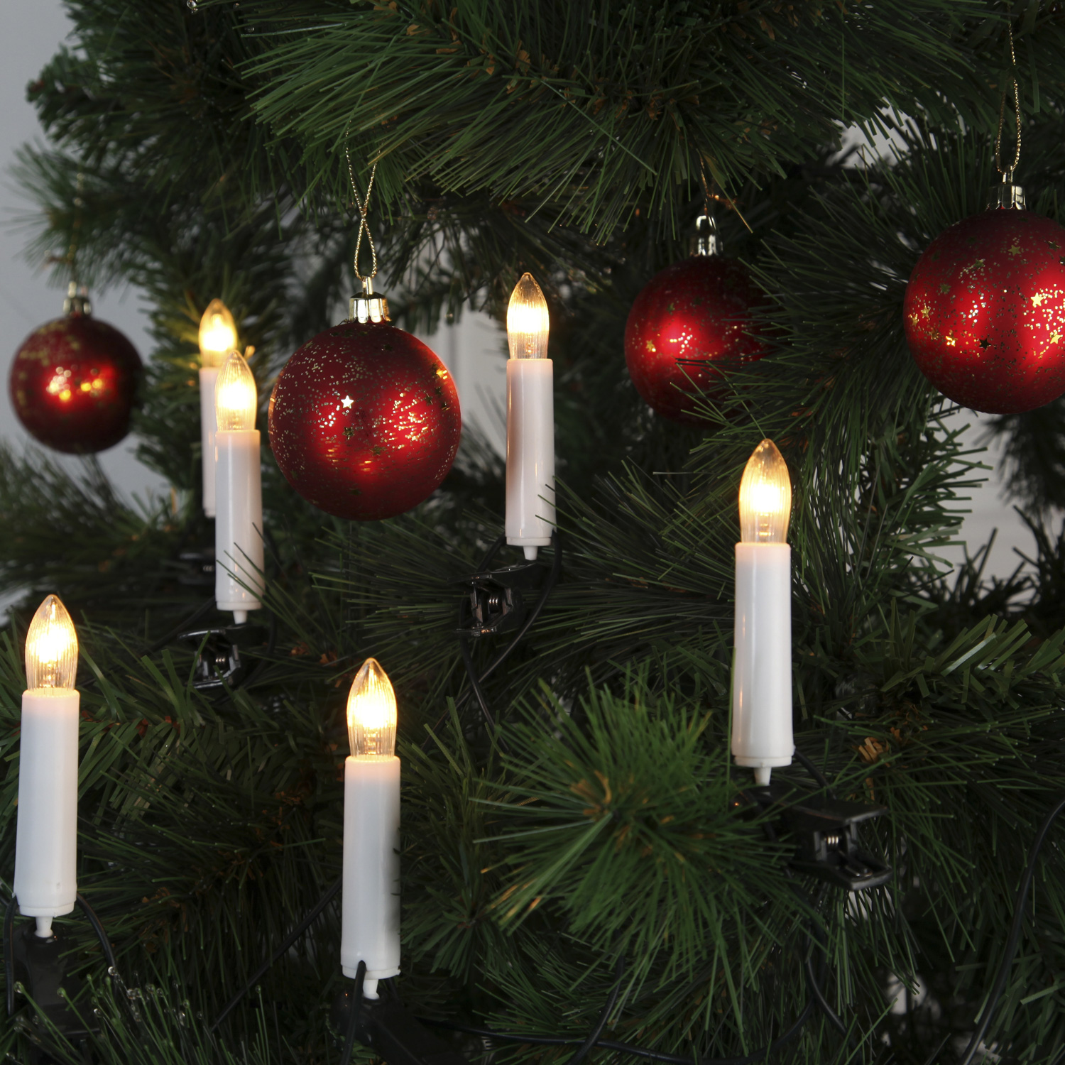 Aigostar Weihnachtsbaum Lichterkette – 5m Mit 25 Warmweißen LED-Kerzen, 8 Modi, Clip-Befestigung, Batteriebetrieben (3x AA)