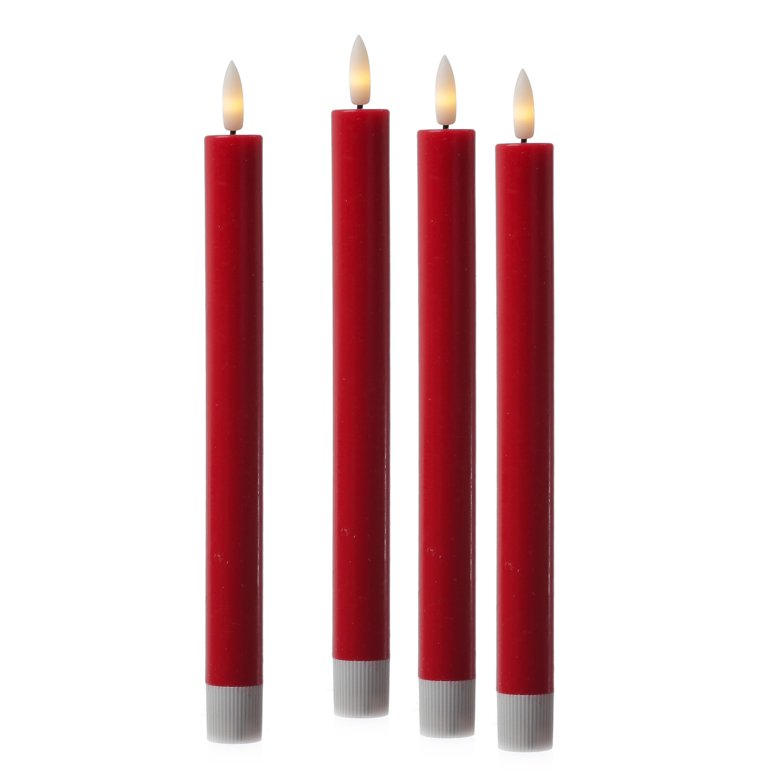 LED Stabkerzen LISA - Echtwachs - mit Ladestation - inkl. Fernbedienung - H: 25cm - rot - 4er Set
