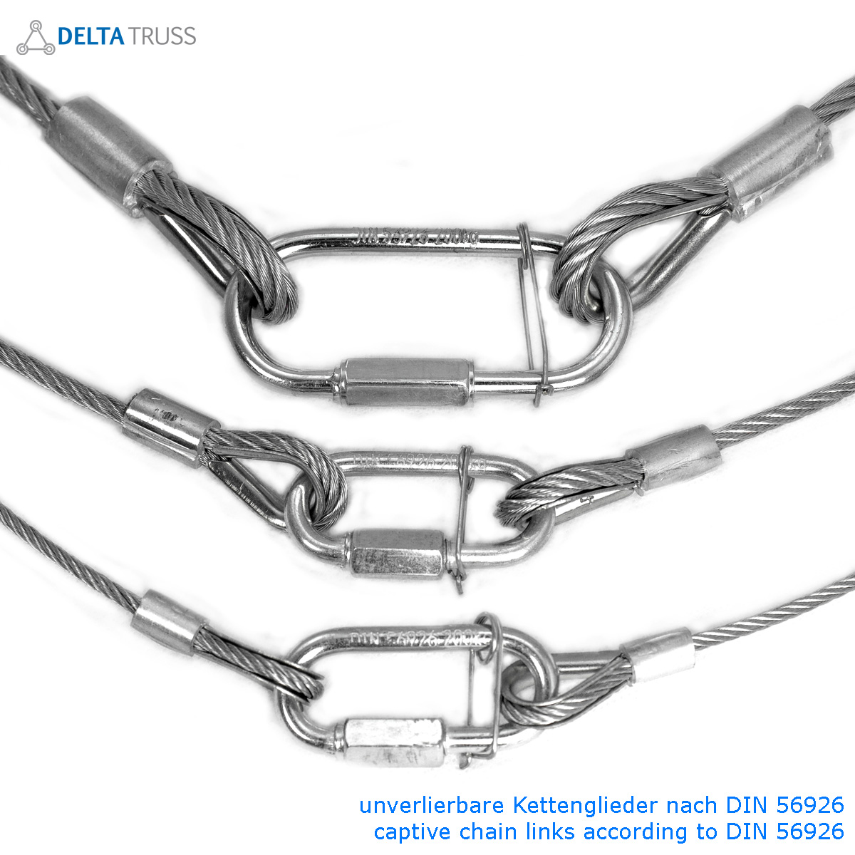 Sicherheitsfangseil 1000x4mm - 10er Set - Safety nach BGV-C1 bis 16kg Safety Stahlseil als Absturzsicherung in der Veranstaltungstechnik - Fallsicherung