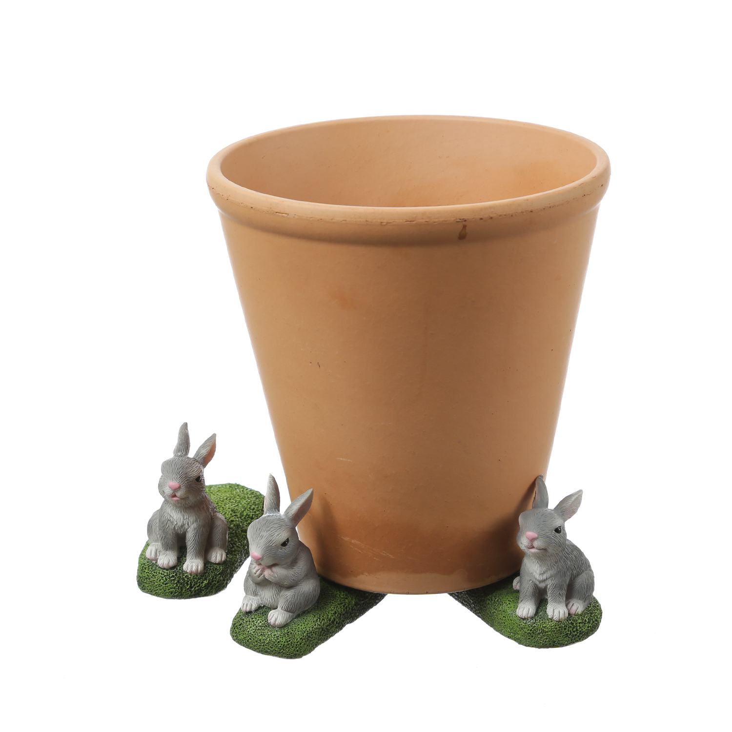 Blumentopffüße niedliche Hasen - Pflanzkübel Untersetzer - Kübelfüße - Polyresin - grau - 3er Set