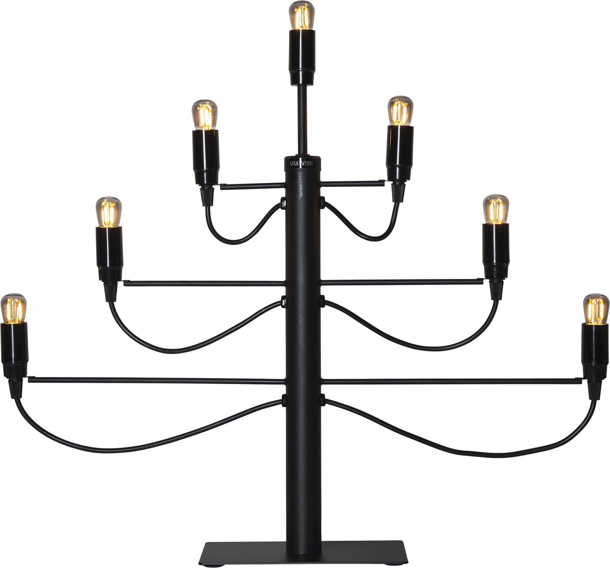 Kerzenleuchter/Tischleuchte "Milano" - 7-armig - E14 Fassung - H: 52,5cm, L: 60cm - schwarz