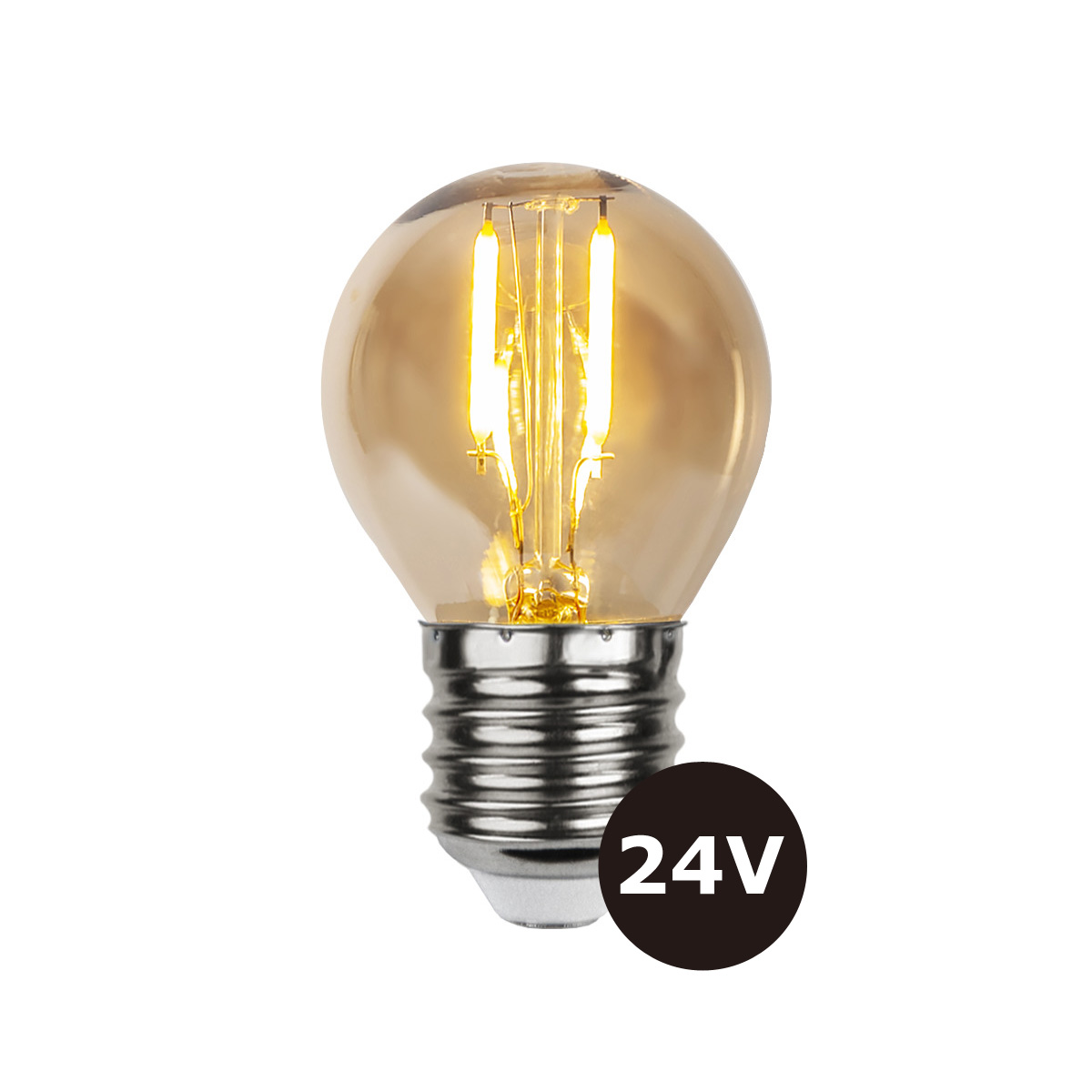 4er Set - 24V Leuchtmittel - 4,5cm - amber - 28lm - 2500K - E27 Sockel - Niedervoltleuchtmittel