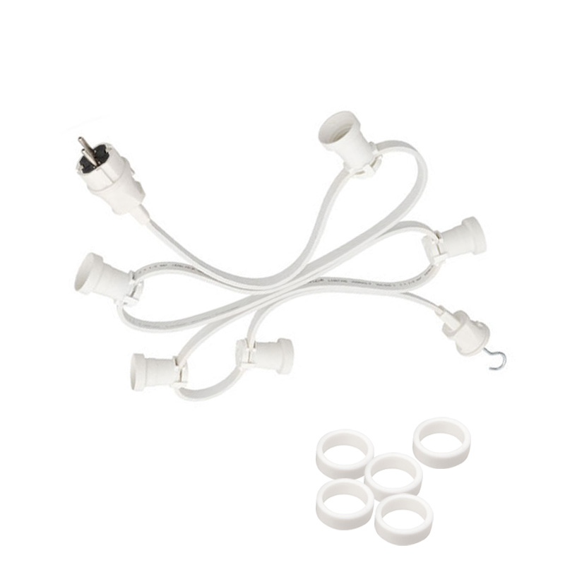 Illu-/Partylichterkette 5m - Außenlichterkette weiß - Made in Germany - 5 Edison LED Filamentlampen