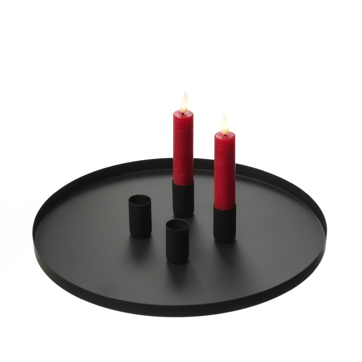 Stabkerzenhalter magnetisch - Kerzenständer für 4 Stabkerzen - Kerzentablett - D: 30cm - schwarz Stabkerzenhalter magnetisch - Kerzenständer für 4 Stabkerzen - Kerzentablett - D: 30cm - schwarz