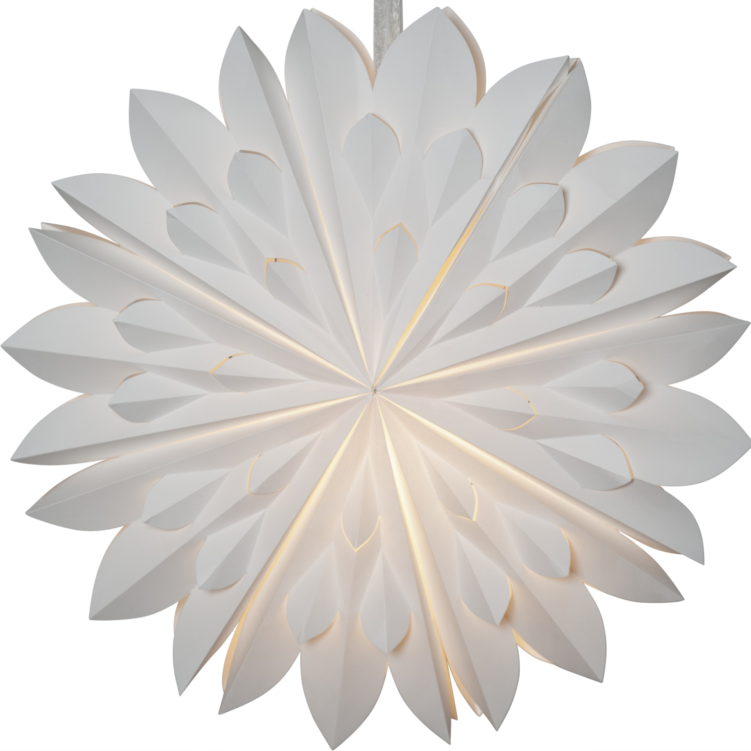 Papierstern Clipp - hängend - D: 60cm - mit Band - Papier - weiß