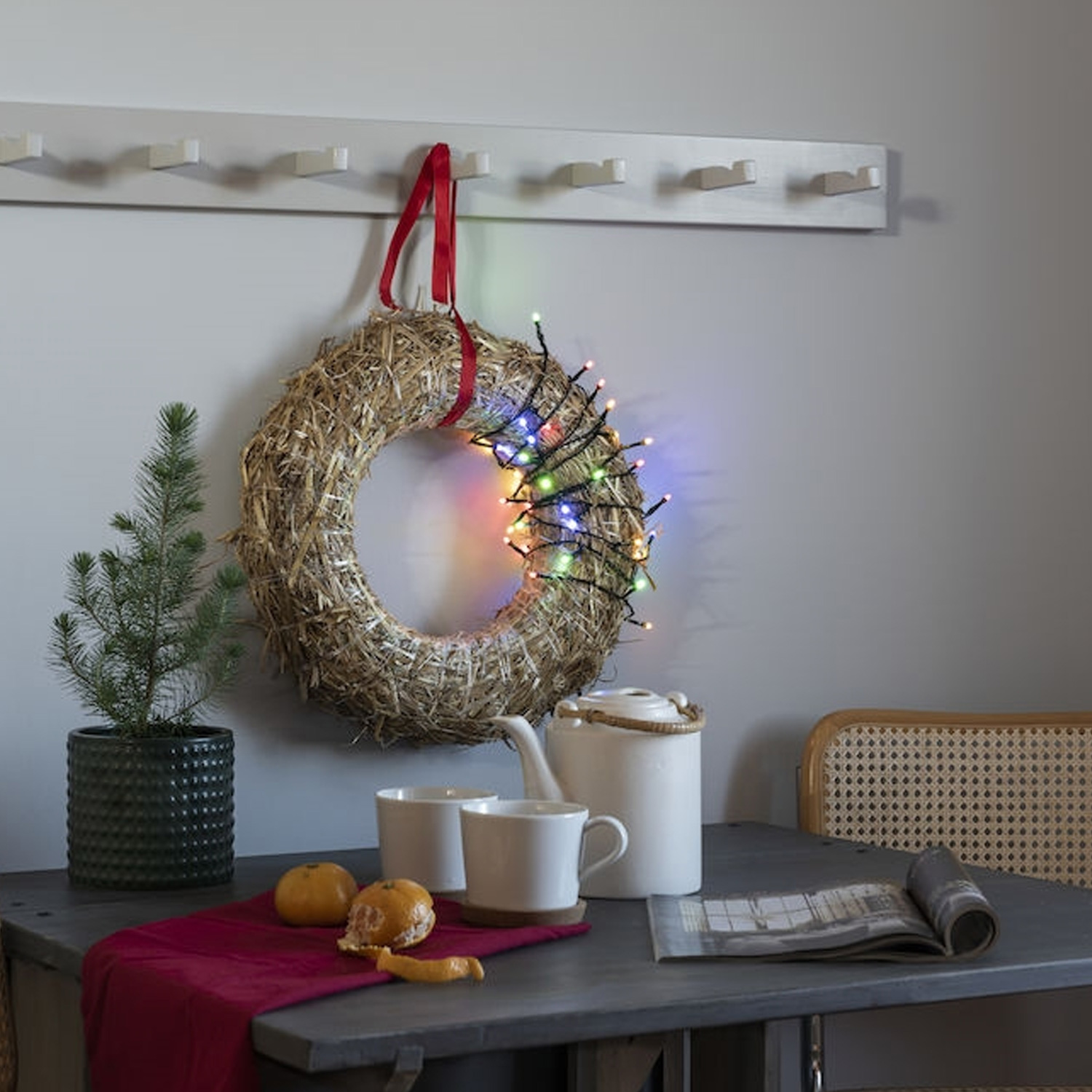 Micro LED Lichterkette - gefrostet - 100 bernsteinfarbene LED - L: 6,93m - grünes Kabel - Indoor