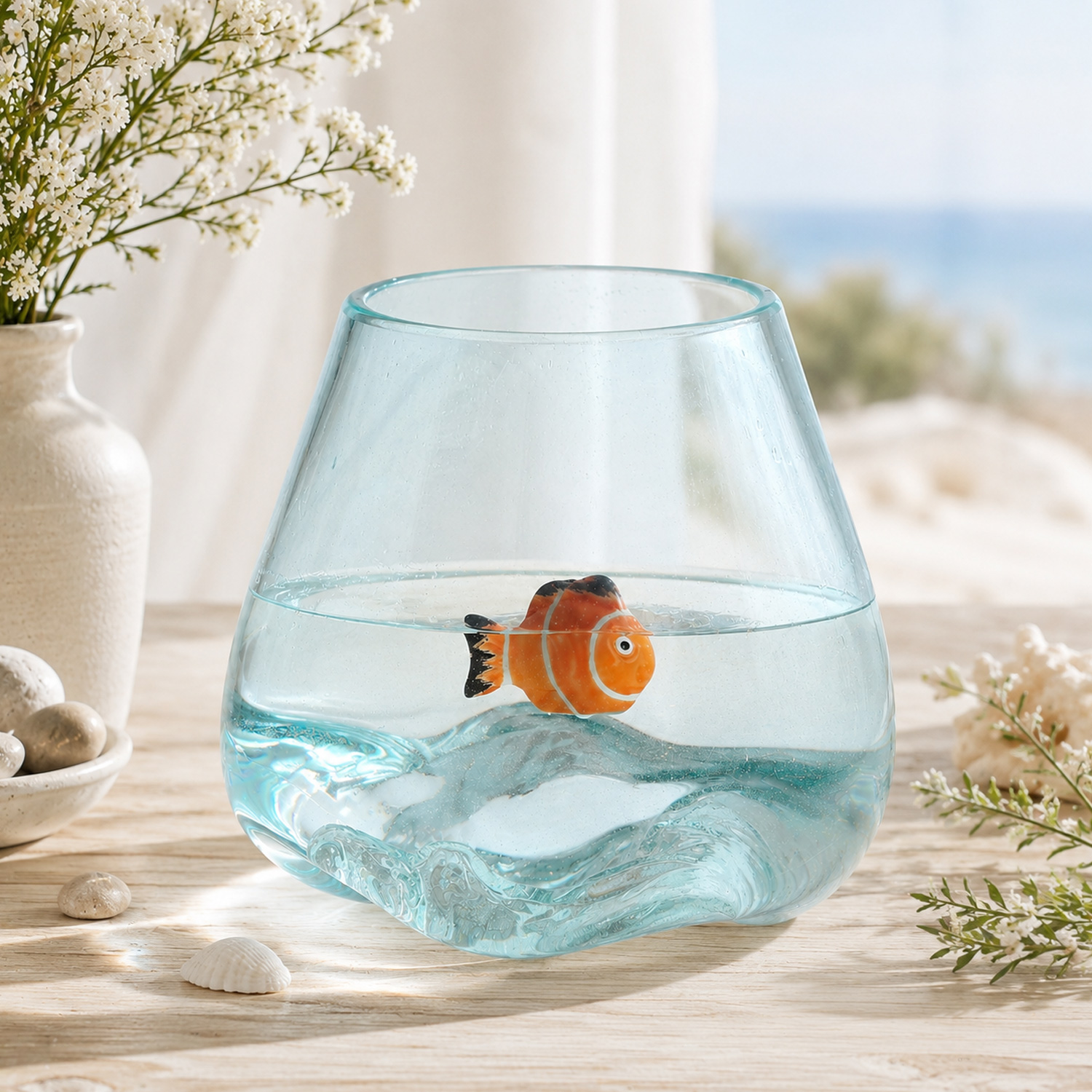 Teichdeko Fisch NEMO - Dekofigur - Porzellan - schwimmend - L: 6,5cm - orange