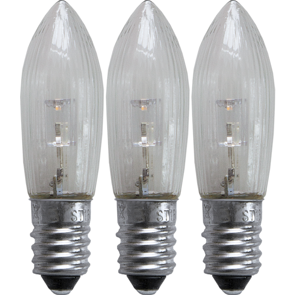LED Ersatzleuchtmittel für Fensterleuchter - E10 - 0,2W - warmweiß - klar - 10-55V - 3 Stück