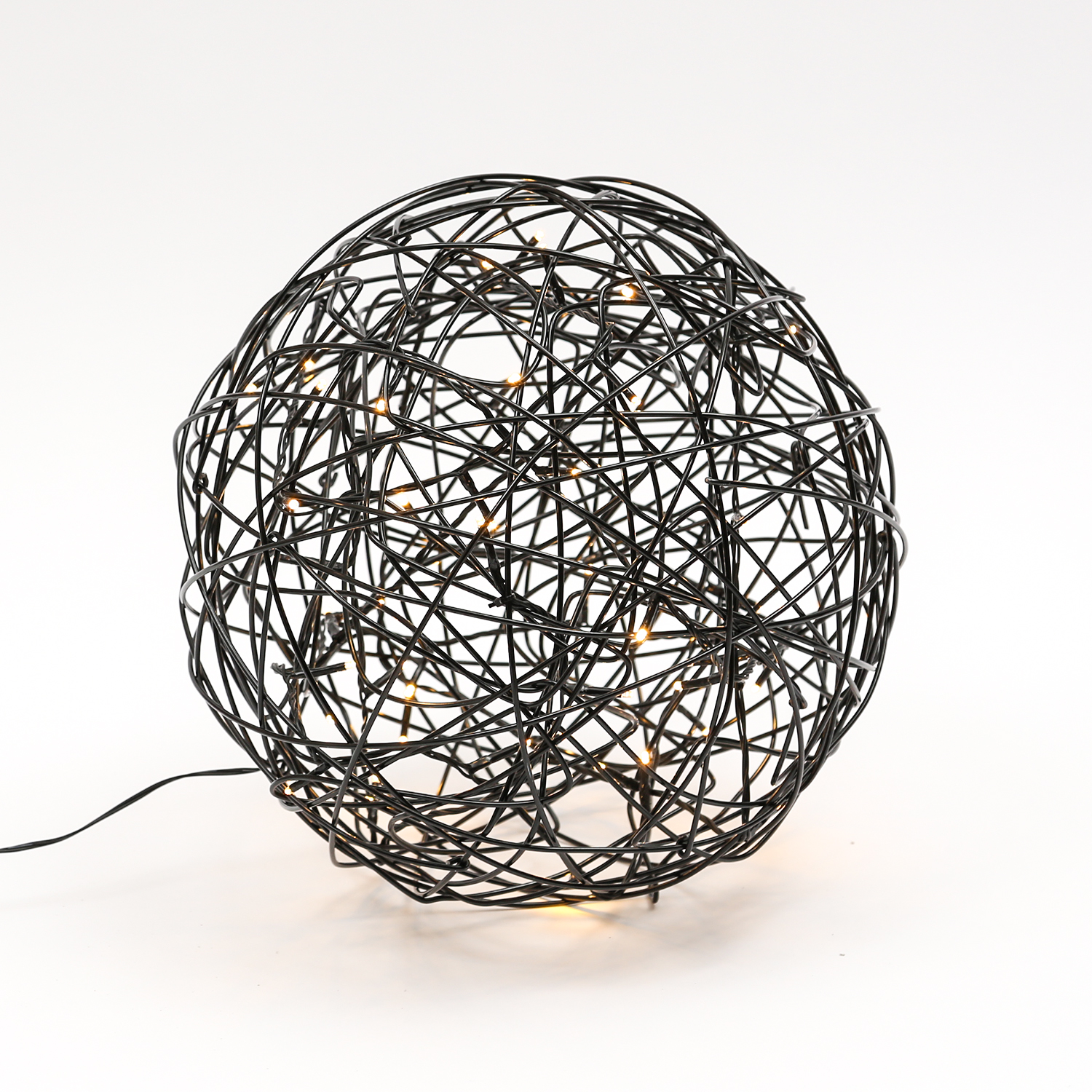LED 3D Design Drahtkugel TRASSEL - 50 warmweiße LED - D: 30cm - für Innen und Außen - schwarz