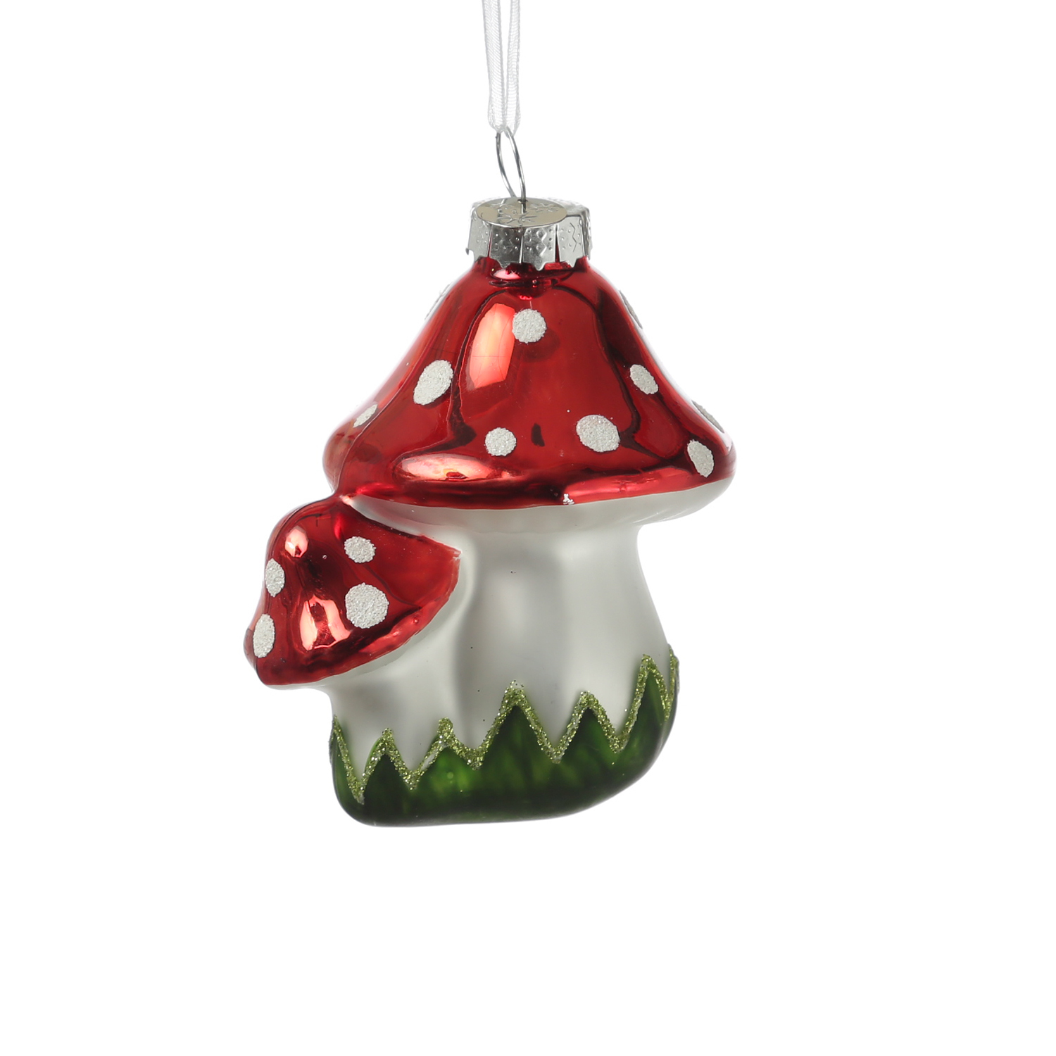 Weihnachtsbaumschmuck Fliegenpilze - Christbaumschmuck - Glas - H: 8cm - rot, weiß