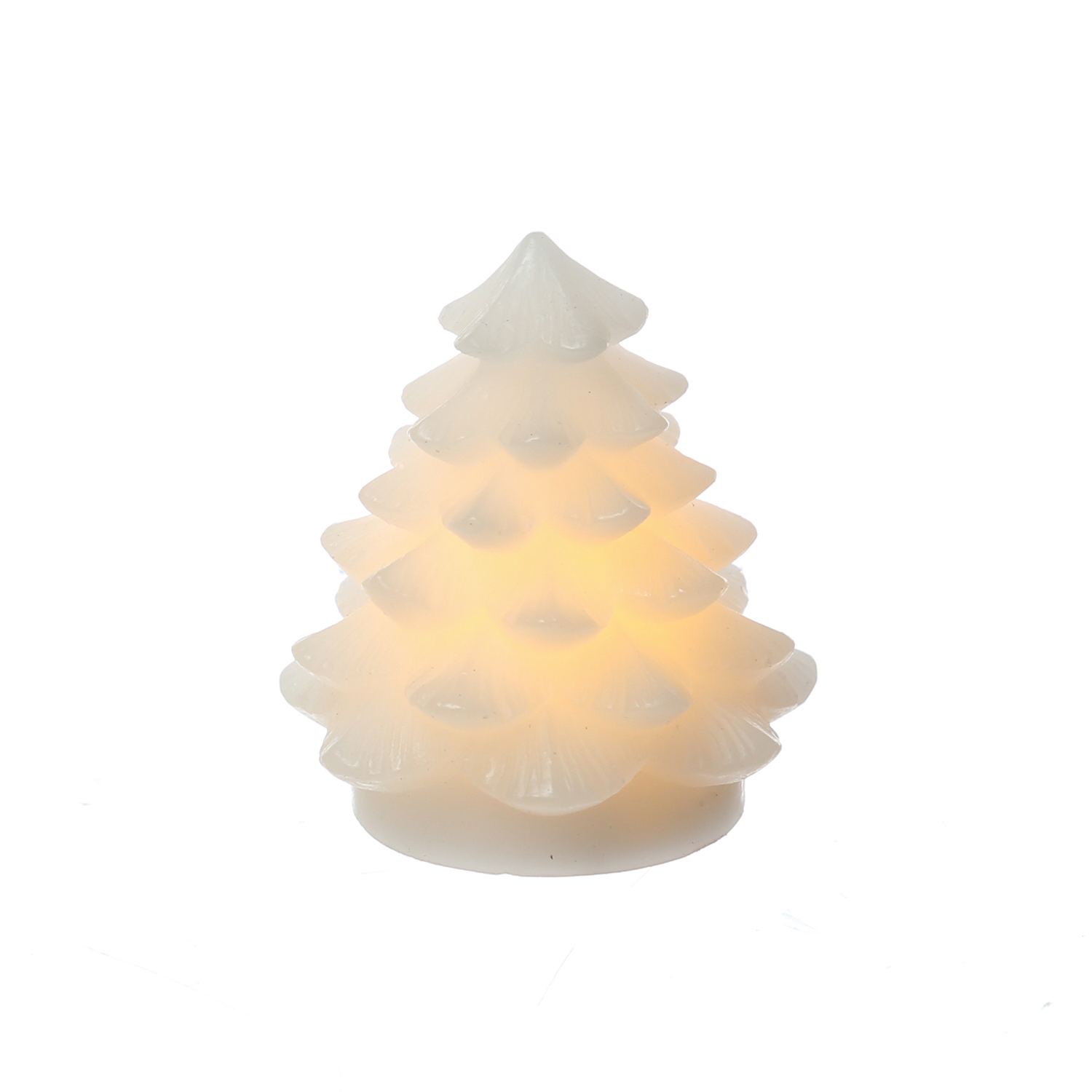 LED Kerzen Tannenbaum - 4 Mini Tannenbäume aus Echtwachs - H: 7cm - inkl. Batterien - weiß - 4er Set