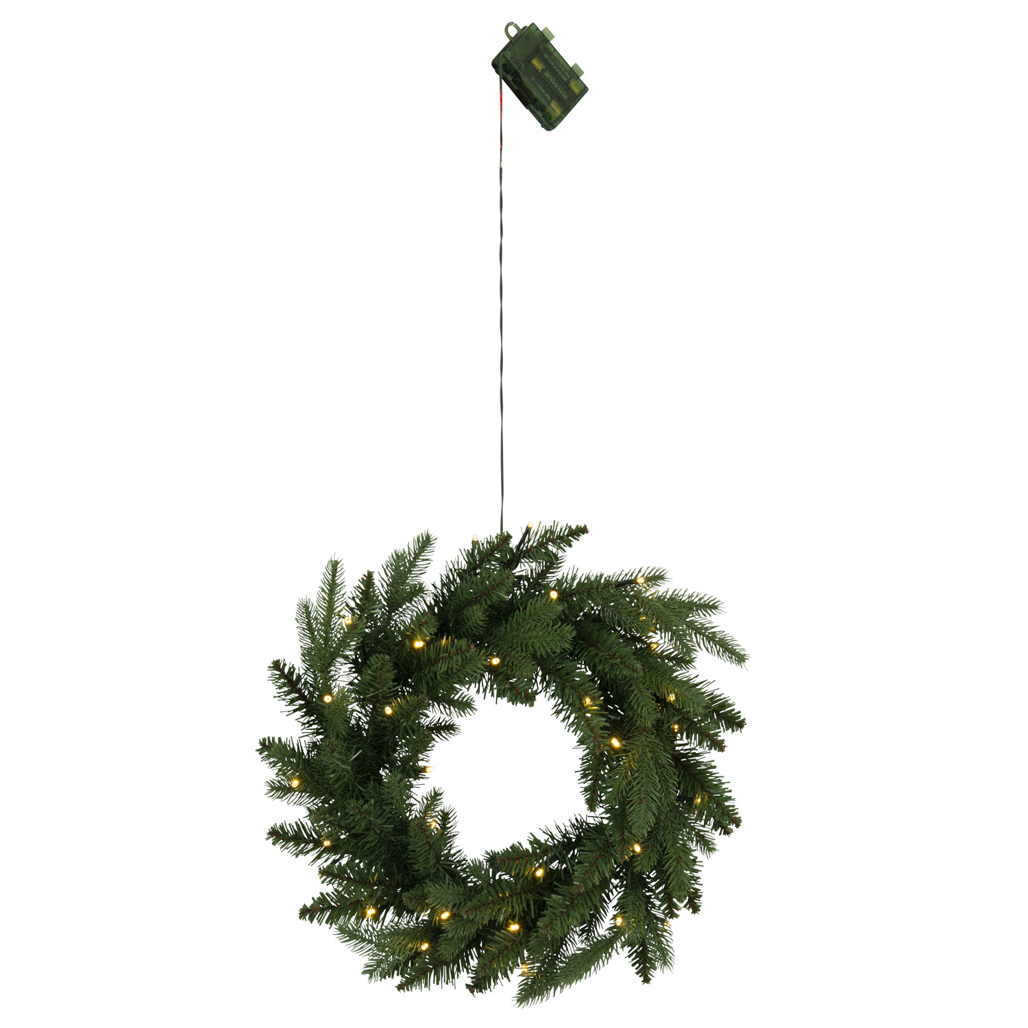 LED Tannenkranz - 30 warmweiße LED - D: 45cm - für Außen - Batterie - Dämmerungssensor