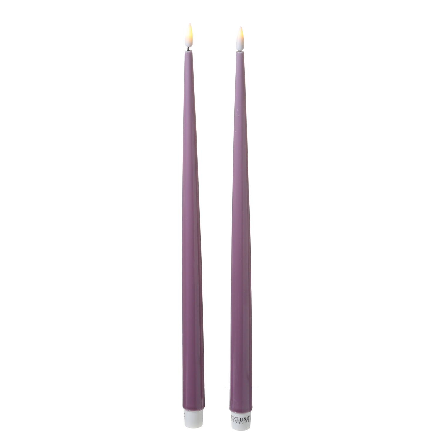 LED Stabkerzen ELLA - Echtwachs - realistische 3D Flamme - H: 38cm - flieder - 2 Stück LED Stabkerzen ELLA - Echtwachs - realistische 3D Flamme - H: 38cm - flieder - 2 Stück