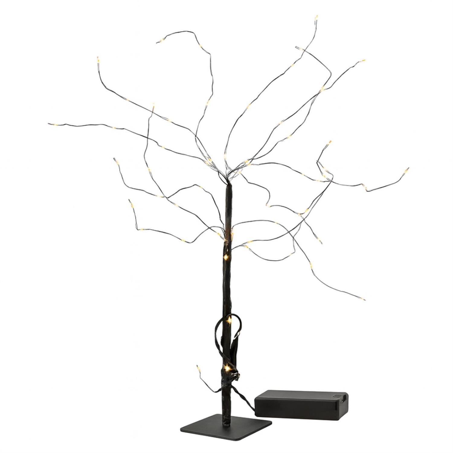 LED Mini Baum - Dekoleuchte - 60 warmweiße LED - H 20cm - Batteriebetrieb - schwarz
