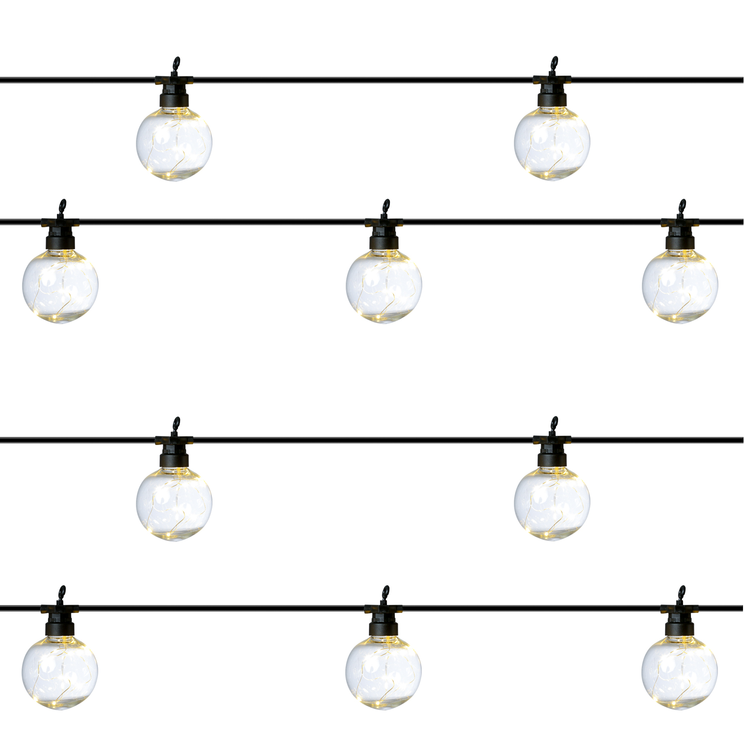 LED Party Lichterkette CIRCUS - 10 Kugeln mit je 10 Micro LED - L: 2,7m - inkl. Trafo - für Außen