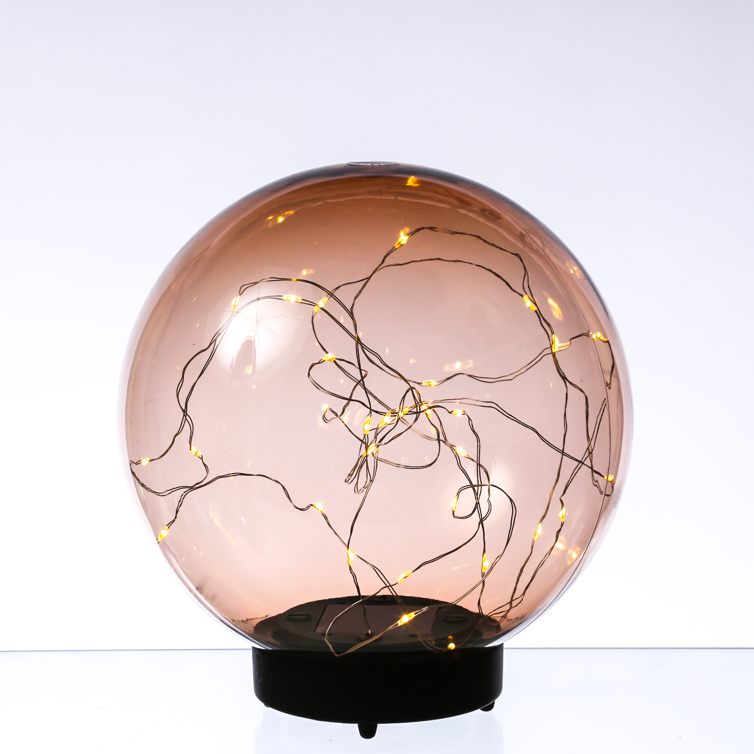 LED Solar Kugellampe - 2in1 - Kunststoff - warmweiße LED Drahtlichterkette - D: 20cm - bernstein