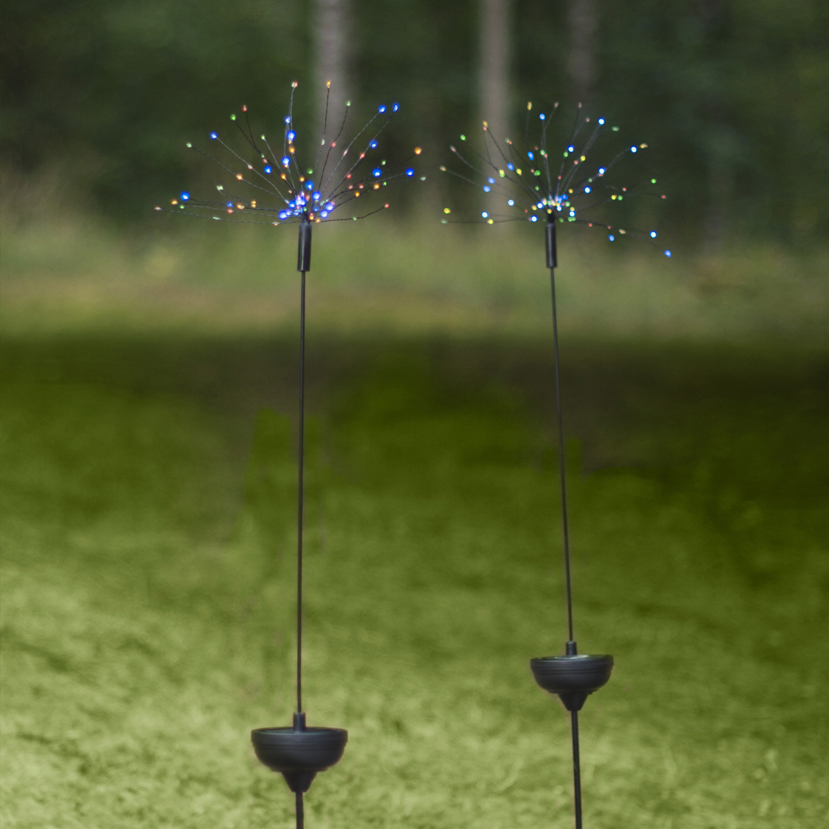 LED Solarstab FEUERWERK Gartendeko - 90 bunte LED - H: 100cm - Dämmerungssensor