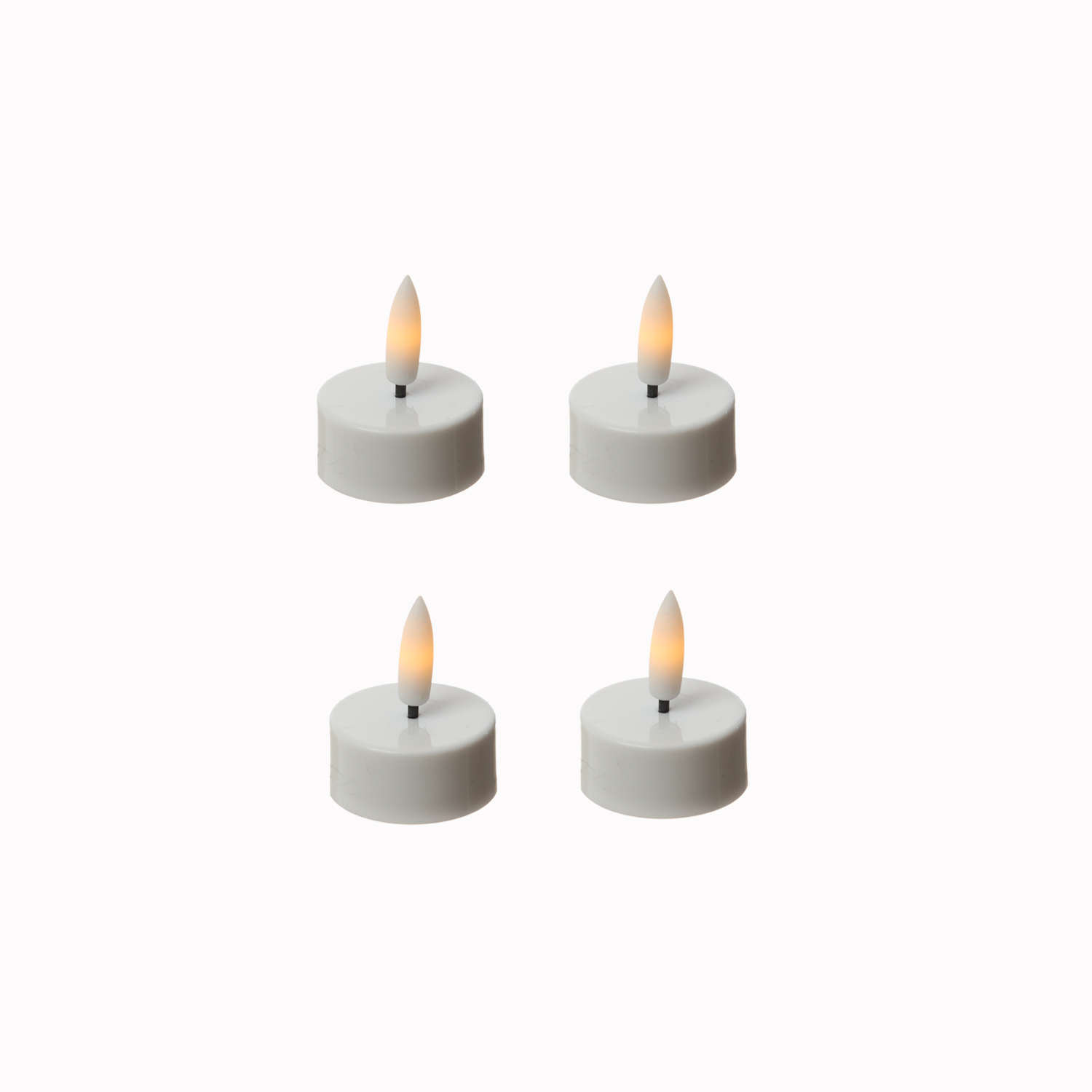 LED Mini Teelichter - Kunststoff - inkl. Batterien - Timer - D: 3,8cm - weiß - 4 Stück