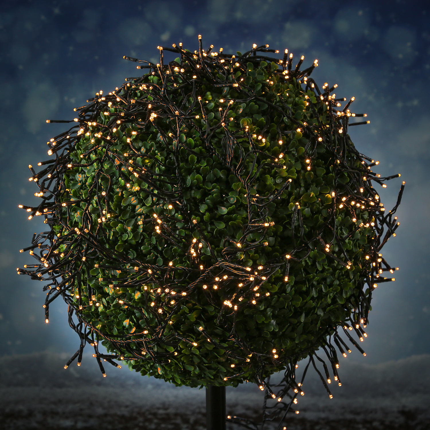 LED Büschellichterkette - Cluster - 3000 bernstein LED - L: 28m - 8 Funkt. - Timer - Innen/Außen