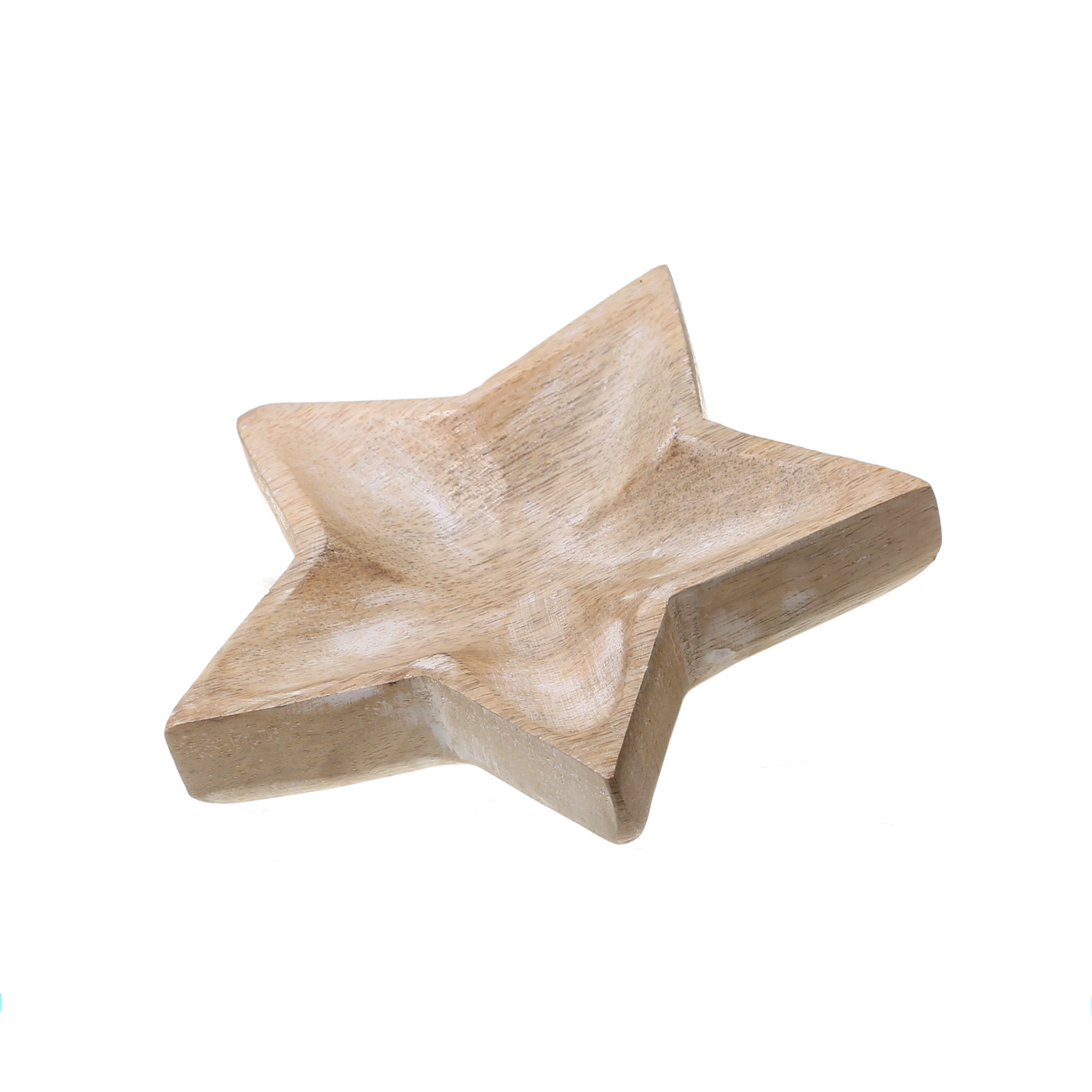 Schale STERN - Dekoschale - Mangoholz - L: 17cm - H: 3,5cm - natur, weiß