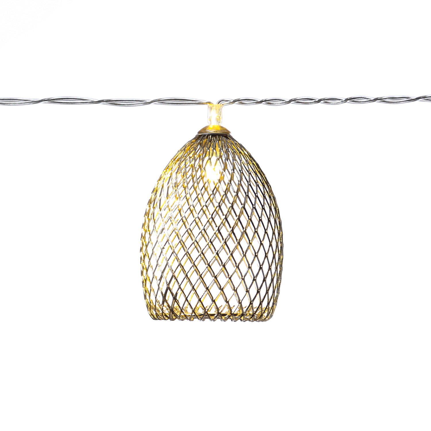 LED Lichterkette GLAMOUR - 10 silberne Lampenschirmchen - L: 1,8m - Batteriebetrieb