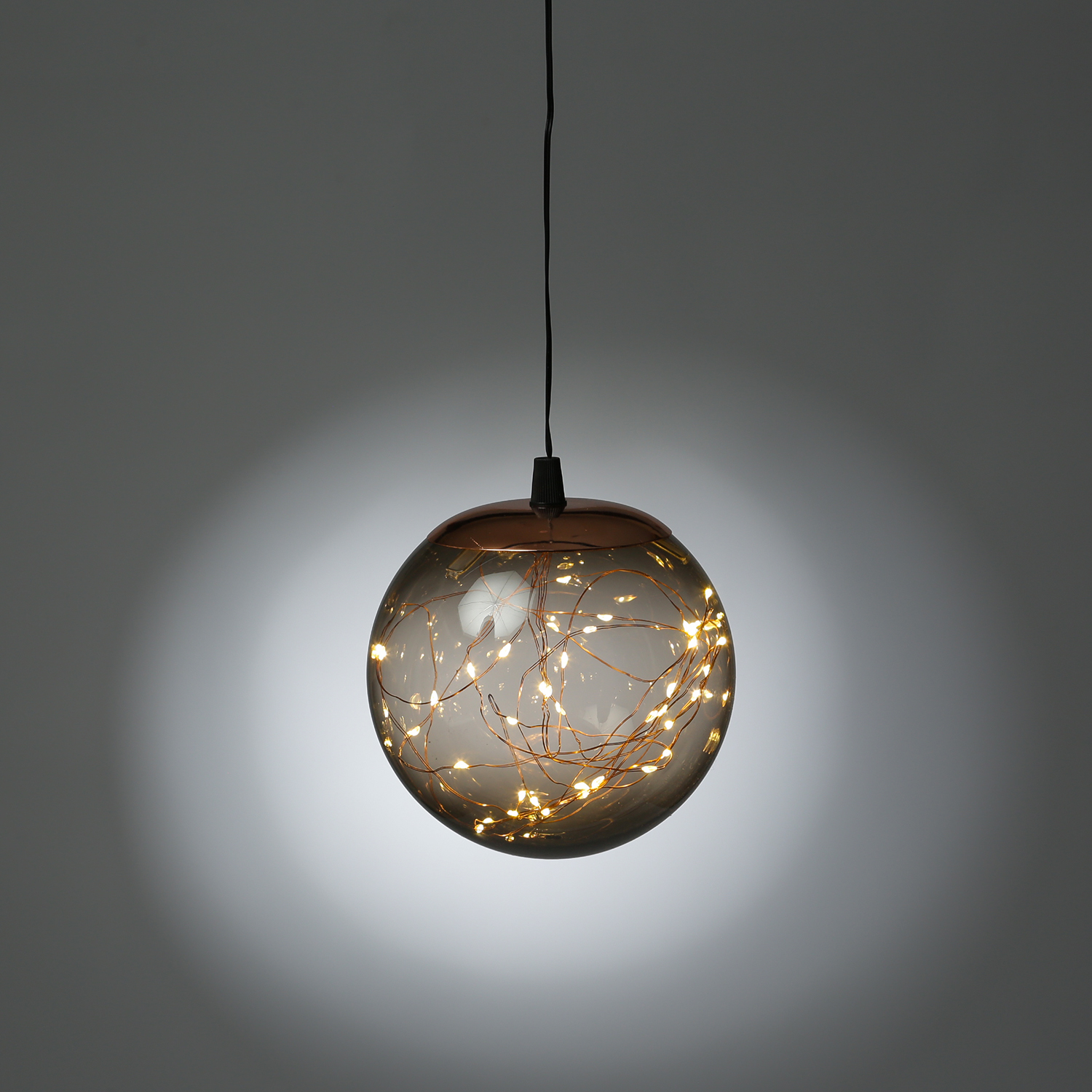 LED Lichterkugel mit Drahtlichterkette - 40 bernstein LED - Timer - D: 15cm - f. Innen/Außen