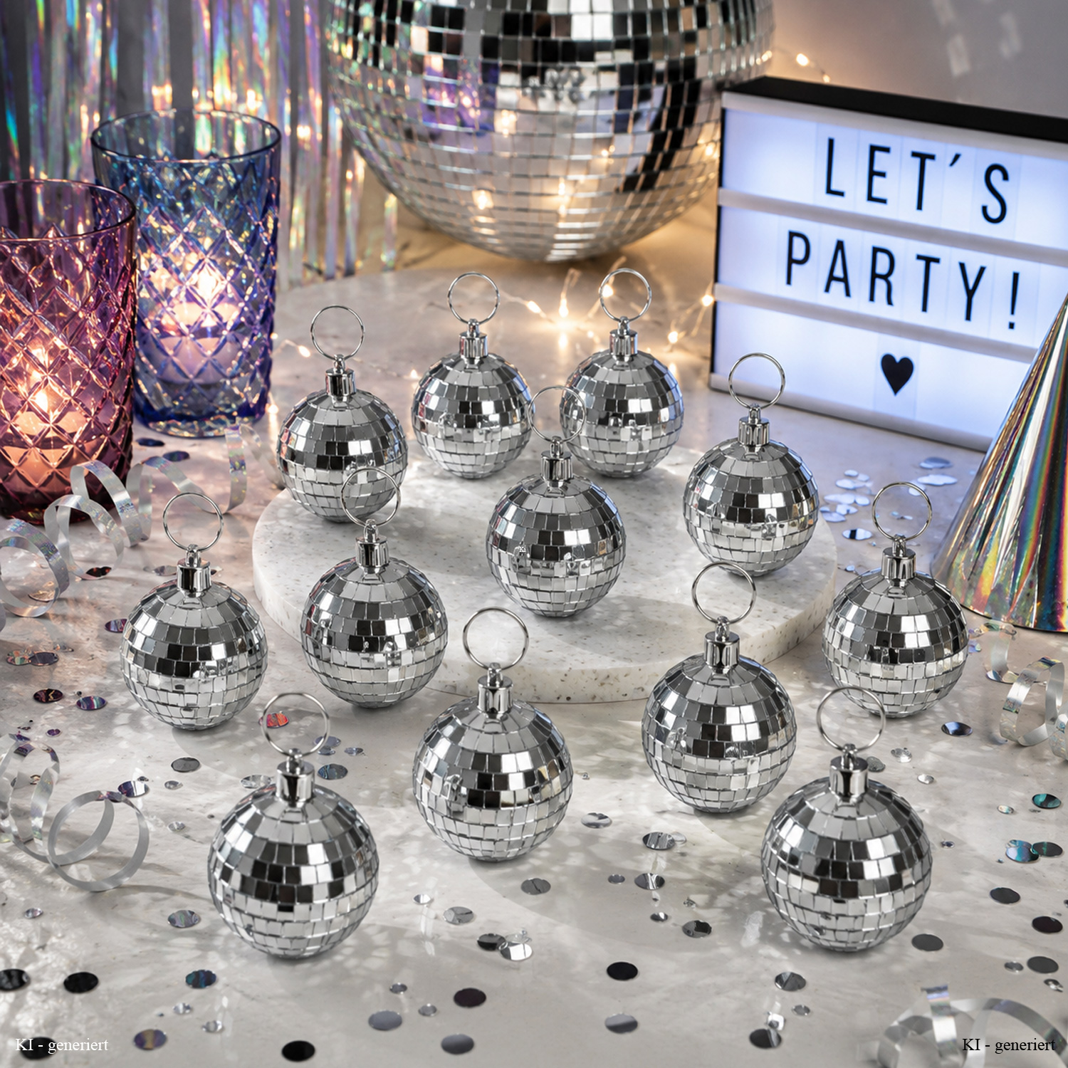 Spiegelkugel 5cm - Discokugel - Echtglas - 5x5mm Spiegel - DEKO Serie - silber - 12er Set