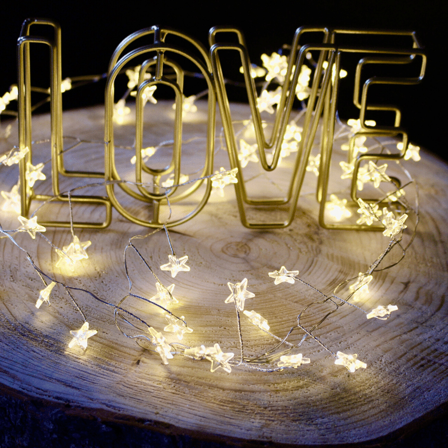 LED Drahtlichterkette "Dew Drop" klaren Sternen - 72 warmweiße LED - L: 2m - Batterie - Timer