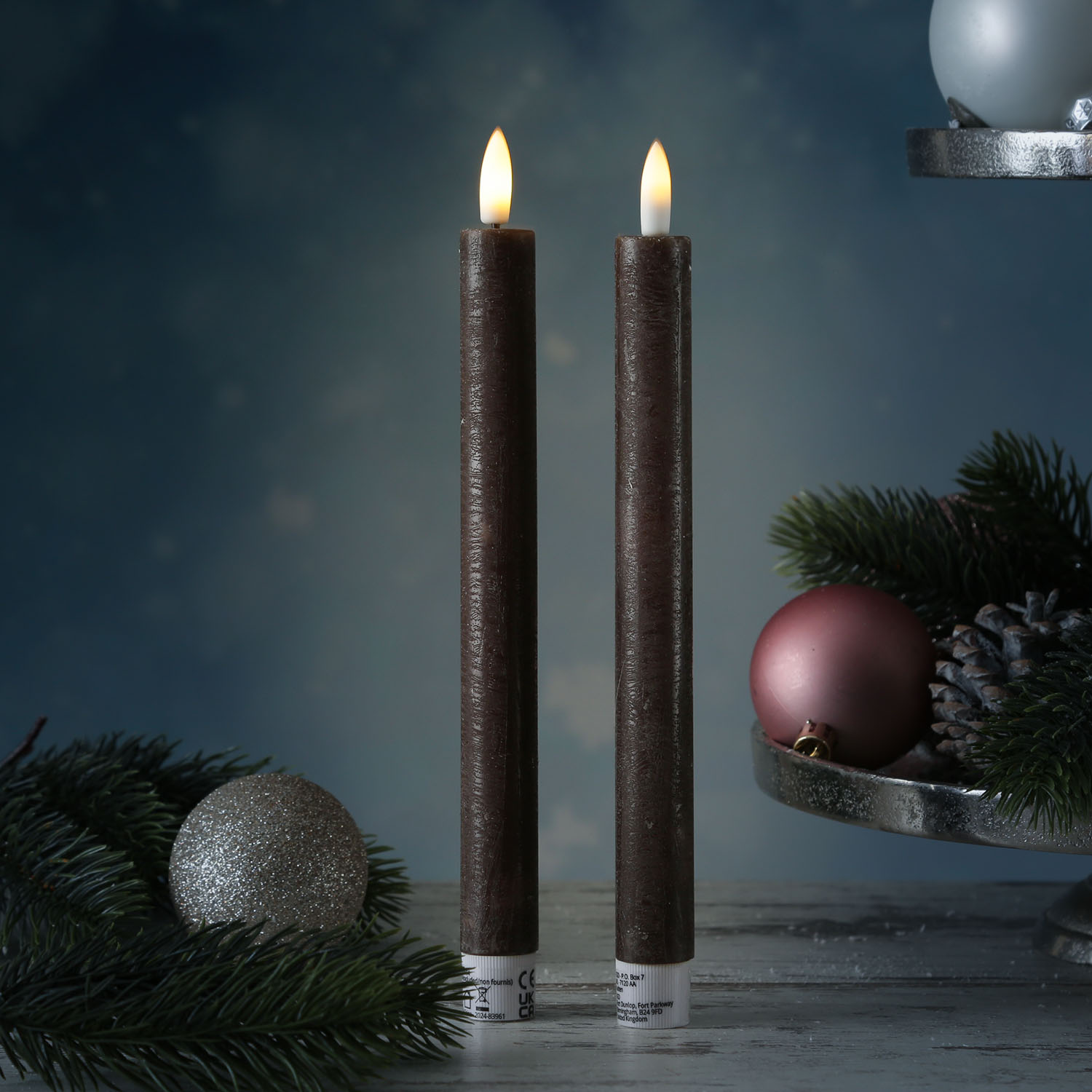 LED Stabkerzen MIA - Echtwachs - realistische 3D Flamme - H:24cm - Batteriebetrieb - karamell