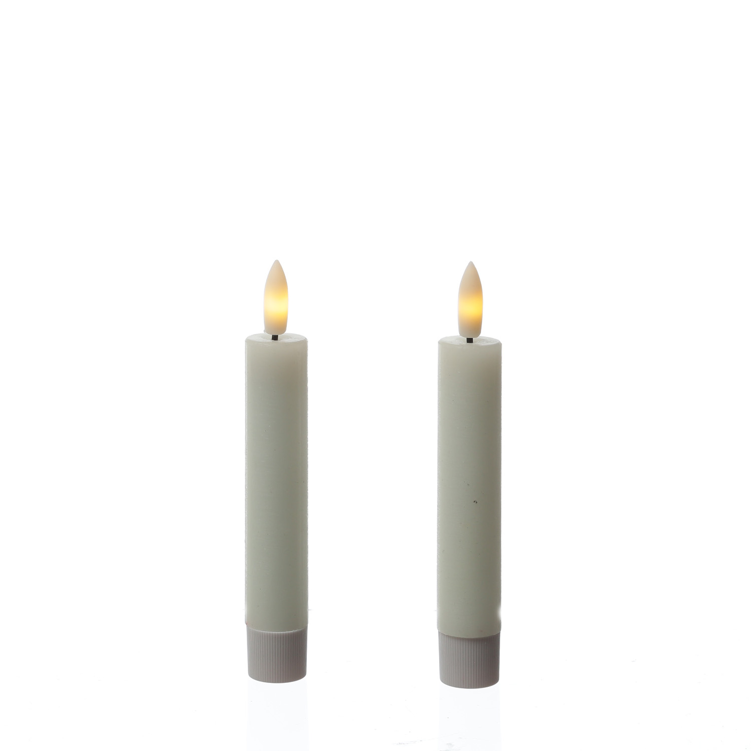 LED Stabkerzen LINA - Rustik-Optik - Echtwachs - 3D Flamme - H: 14cm - Timer - weiß - 2er Set