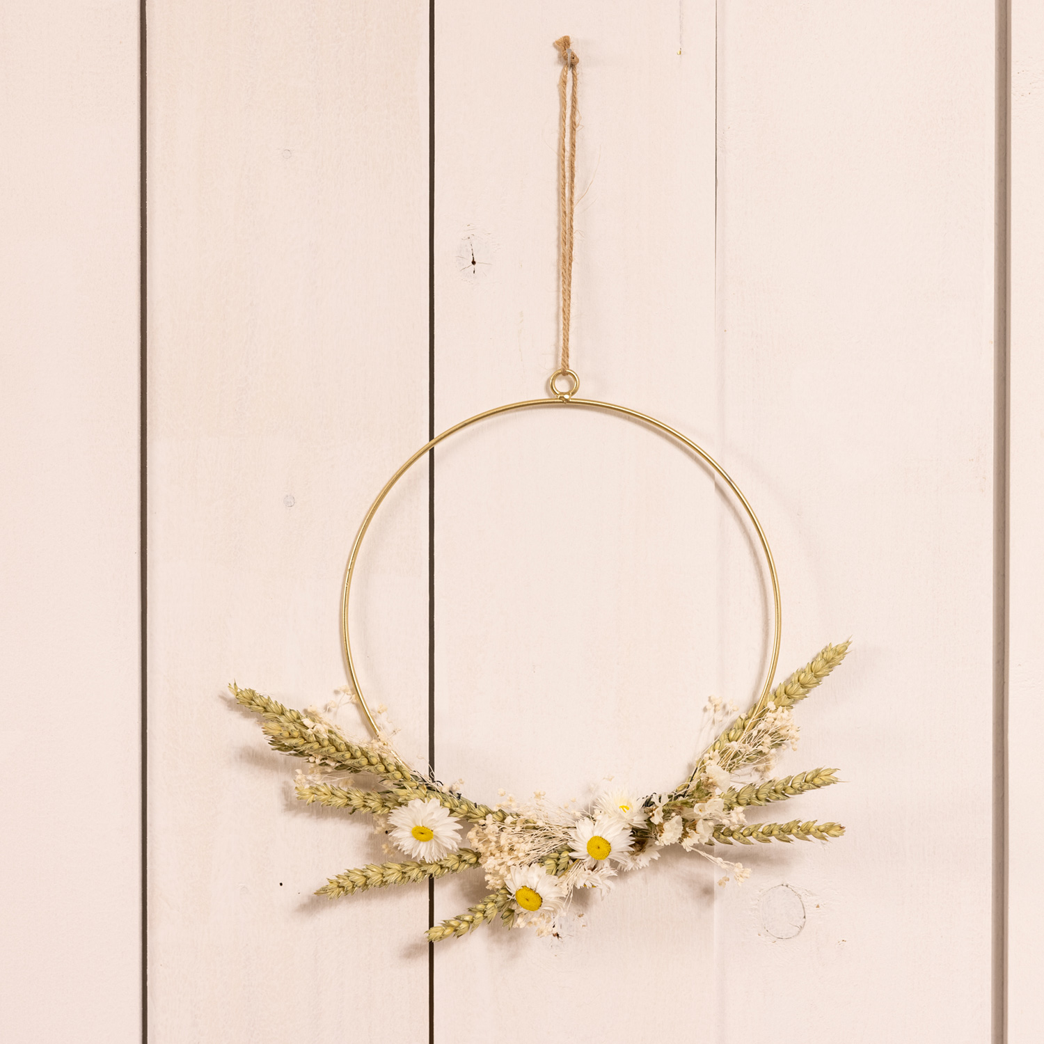 Bastelset DIY - Dekoring mit Trockenblumen und Gräsern - Trockenblumenkranz - Aufhängeröse - D: 20cm