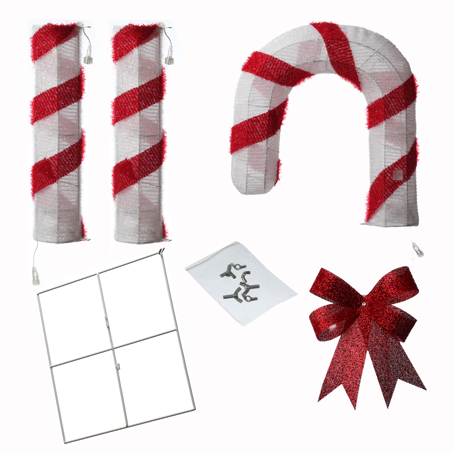 LED Zuckerstange mit Schleife - 78 warmweiße LED - H: 1,5m - Timer - inkl. Trafo - für Außen