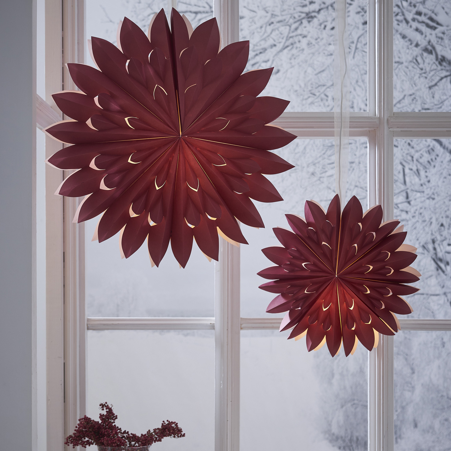 Papierstern CLIPP - hängend - D: 40cm - mit Band - Papier - rot