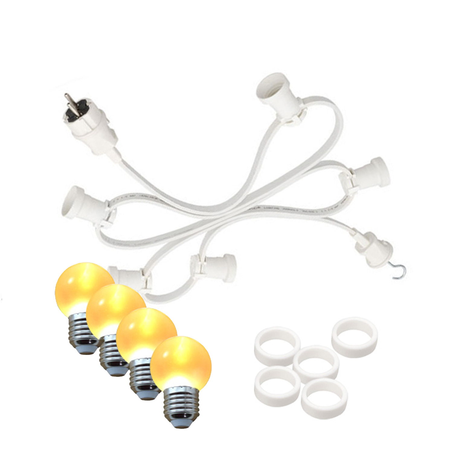 Illu-/Partylichterkette 5m - Außenlichterkette - Made in Germany - 10 x ultra-warmweiße LED Kugeln
