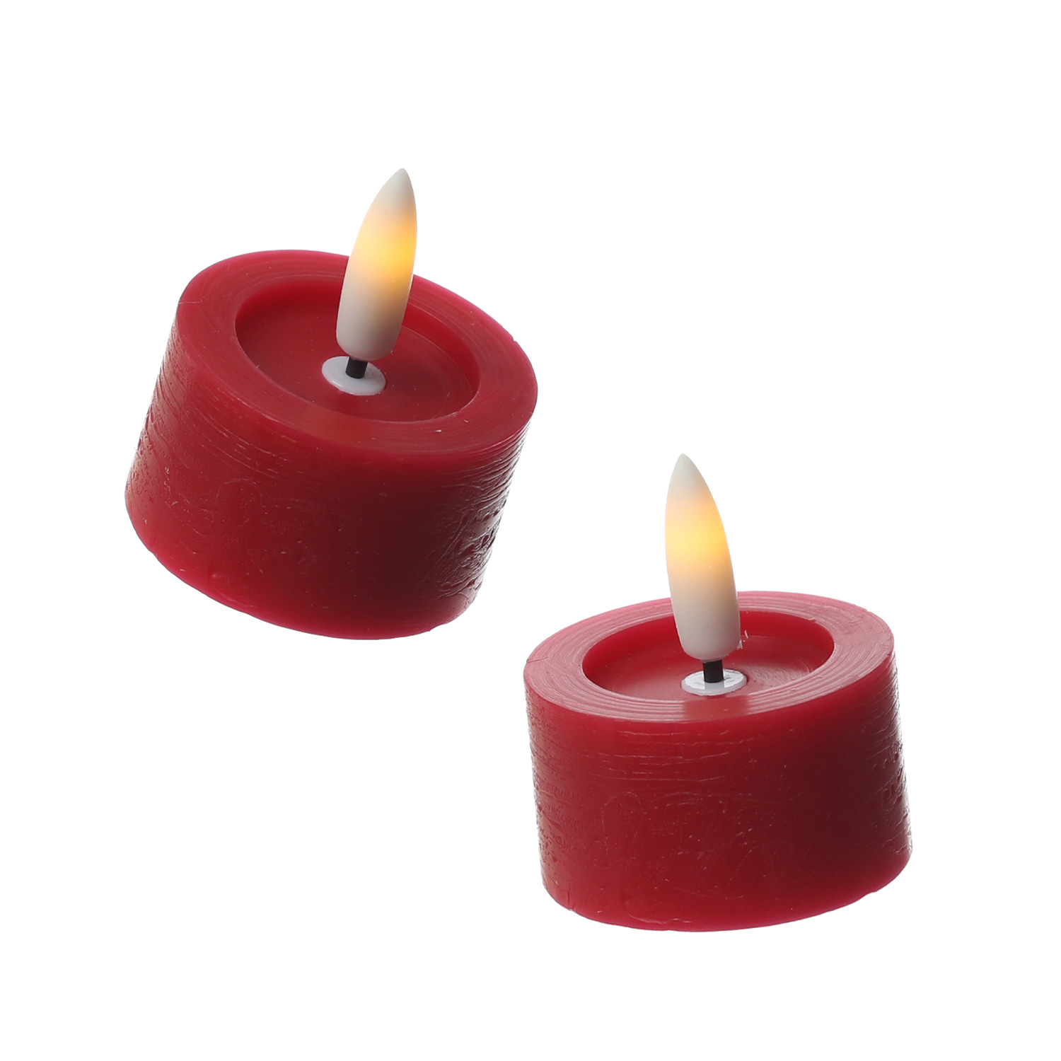 LED Teelichter LINA - Rustik-Optik - Echtwachs - Timer - mit Batterien - D: 4,5cm H: 5cm - 2St.