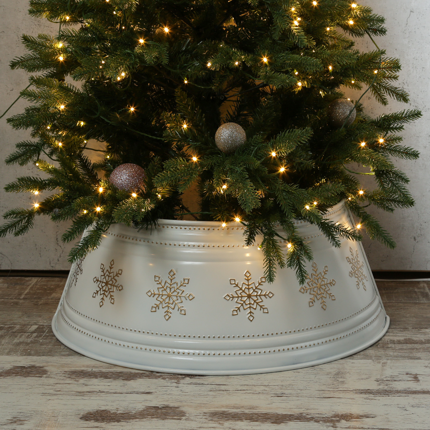 Weihnachtsbaumdecke Schneeflocken - Baumteppich - Polyester - D: 85cm - rund